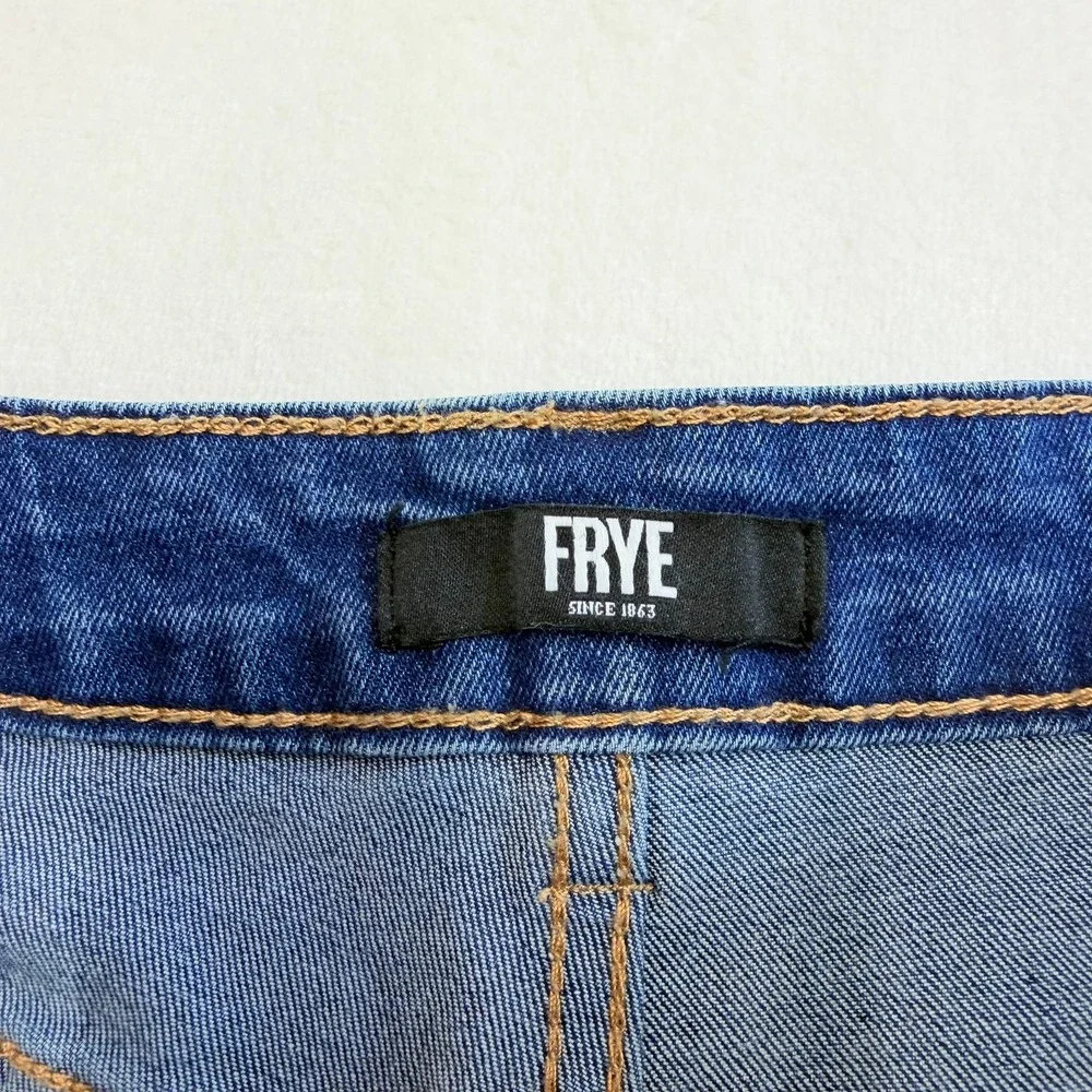 Frye Jeans Womens 8/29 Med Blue Wash‎ Straight Leg High Rise Stretch Denim Faded